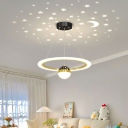 Pendel Minimalistisk Smedejern Akryl Star Ring Loftslampe