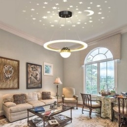 Pendel Minimalistisk Smedejern Akryl Star Ring Loftslampe