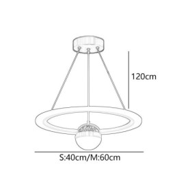 Pendel Minimalistisk Smedejern Akryl Star Ring Loftslampe