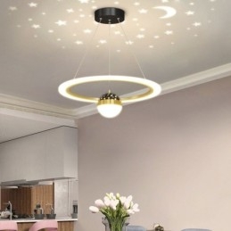 Pendel Minimalistisk Smedejern Akryl Star Ring Loftslampe
