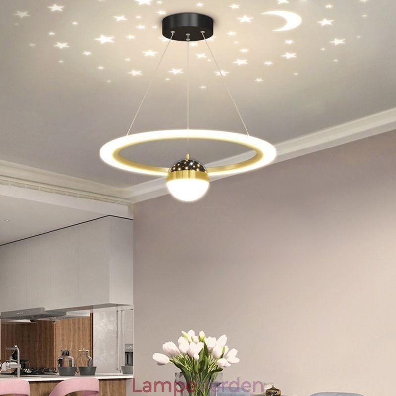 Pendel Minimalistisk Smedejern Akryl Star Ring Loftslampe