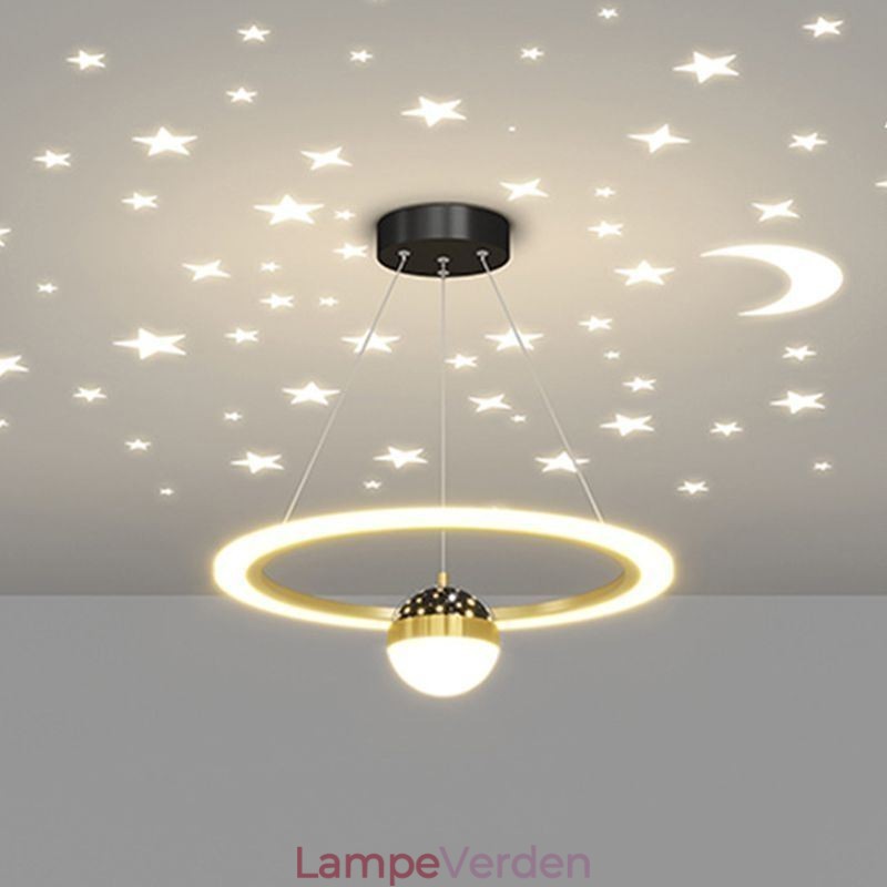 Pendel Minimalistisk Smedejern Akryl Star Ring Loftslampe
