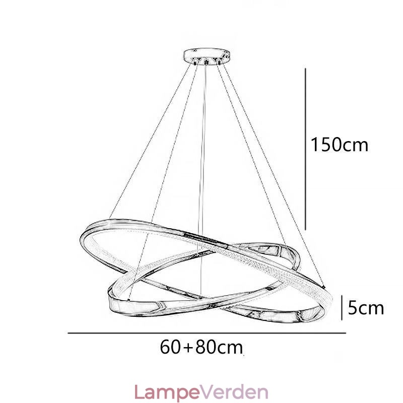 Pendel lys smedejern akryl ring dobbelt cirkel loftslampe