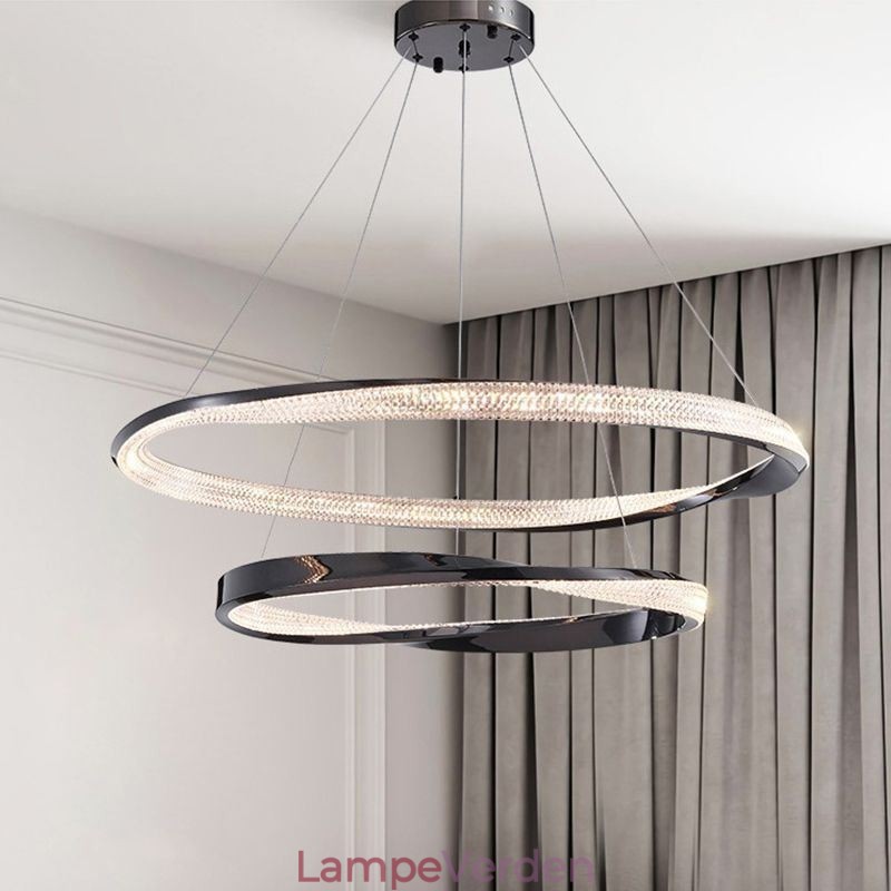 Pendel lys smedejern akryl ring dobbelt cirkel loftslampe