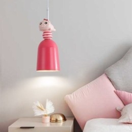 Moderne Pendel Smedejern Pink Resin Piggy Loftslampe