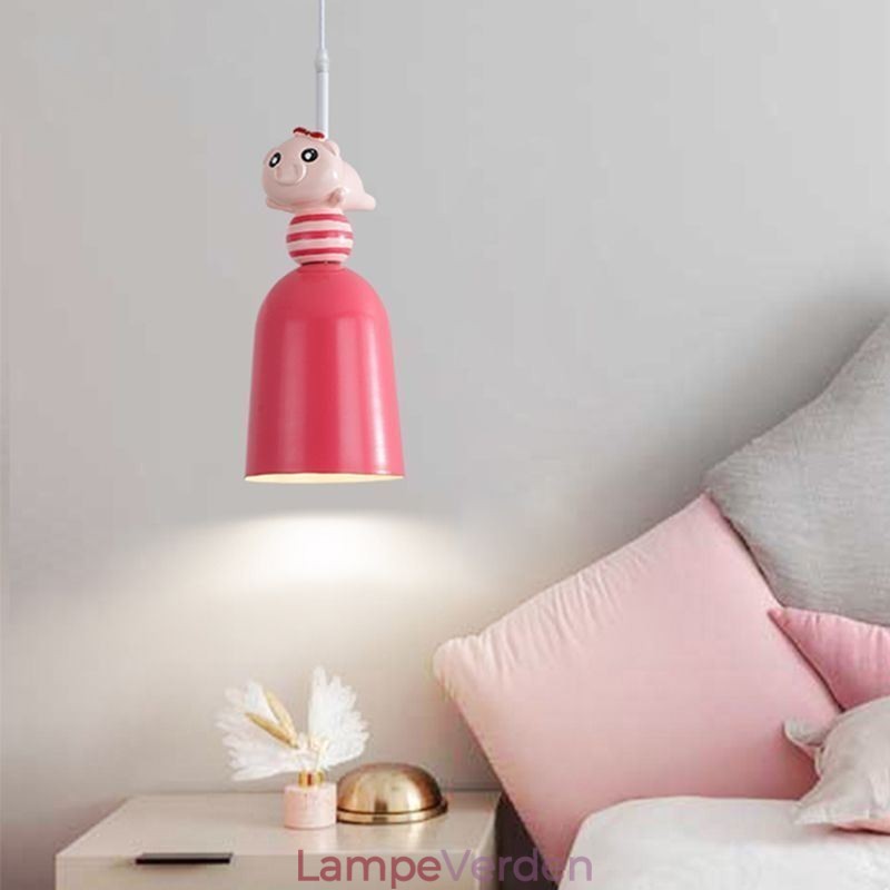 Moderne Pendel Smedejern Pink Resin Piggy Loftslampe