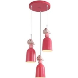 Moderne Pendel Smedejern Pink Resin Piggy Loftslampe