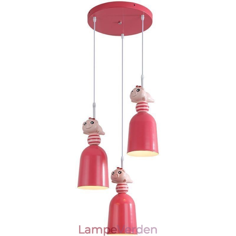 Moderne Pendel Smedejern Pink Resin Piggy Loftslampe