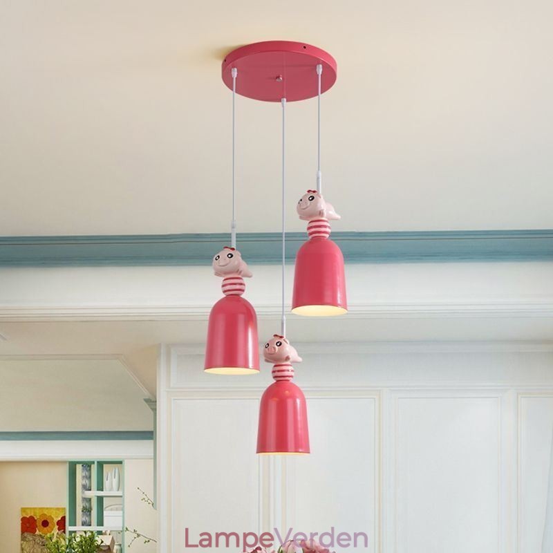 Moderne Pendel Smedejern Pink Resin Piggy Loftslampe