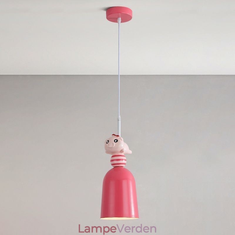 Moderne Pendel Smedejern Pink Resin Piggy Loftslampe