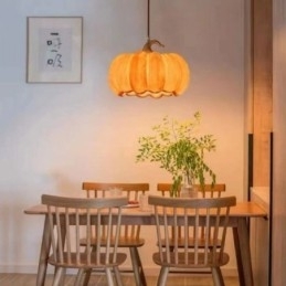 Creative Pumpkin Pendel Light Japansk Retro Loftslampe Loftslampe