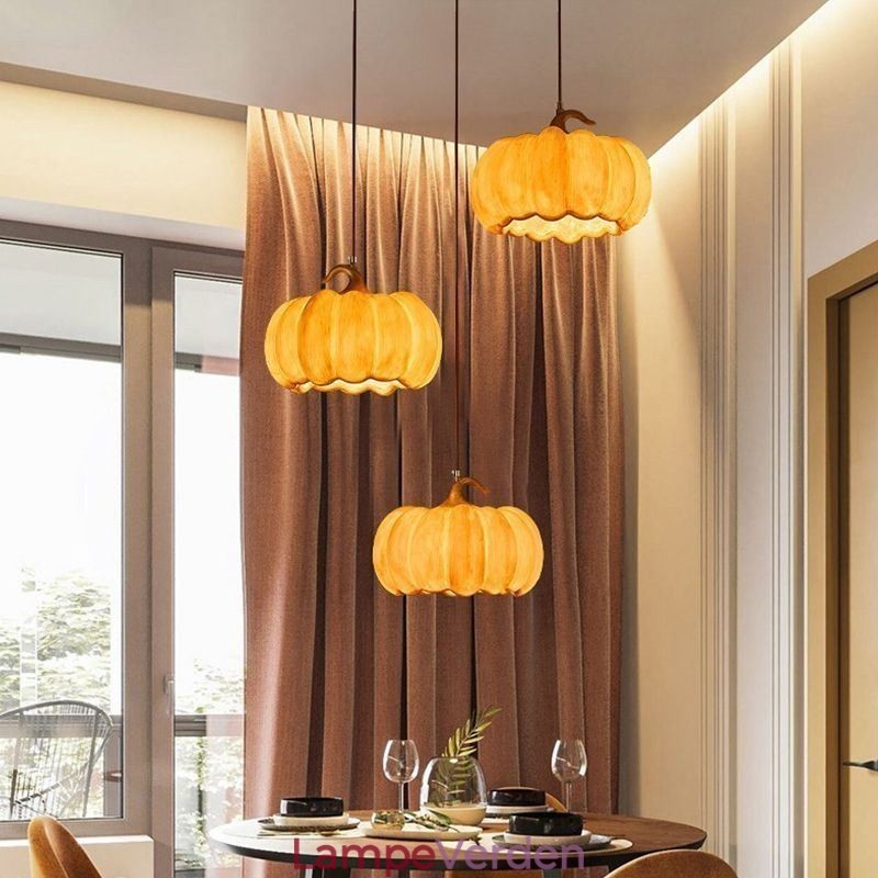 Creative Pumpkin Pendel Light Japansk Retro Loftslampe Loftslampe