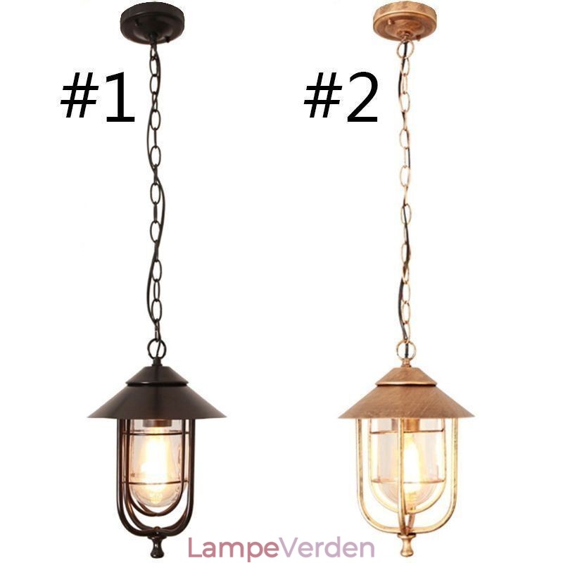 Amerikansk Retro Udendørs Lys Vandtæt Fuglebur Form Pendel Light Garden