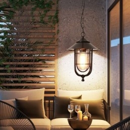 Amerikansk Retro Udendørs Lys Vandtæt Fuglebur Form Pendel Light Garden
