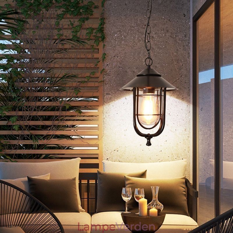 Amerikansk Retro Udendørs Lys Vandtæt Fuglebur Form Pendel Light Garden