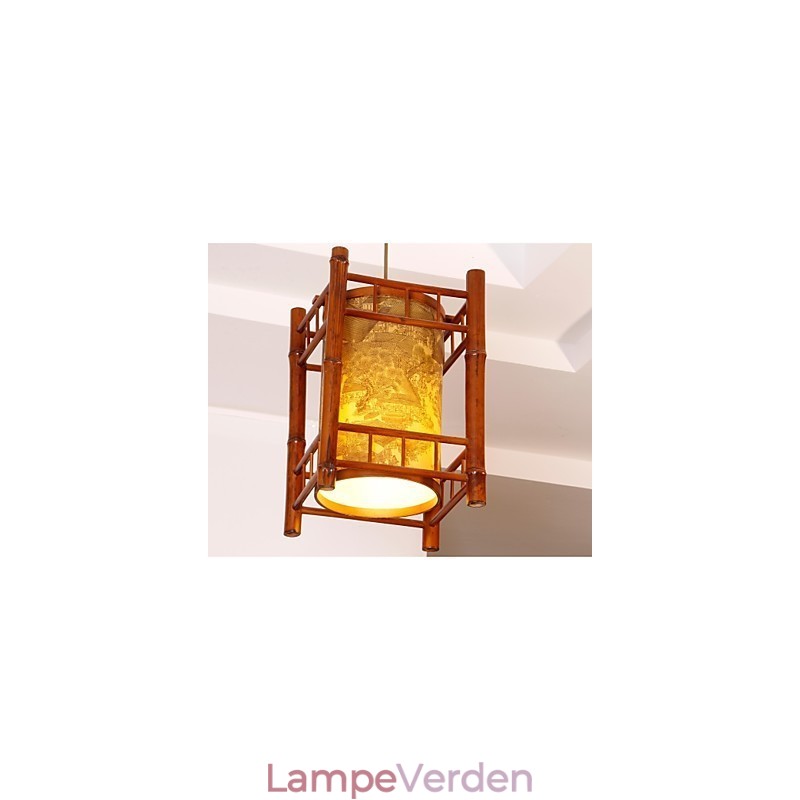Retro Lantern Træ Bambus Lysekrone