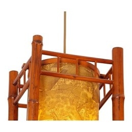 Retro Lantern Træ Bambus Lysekrone