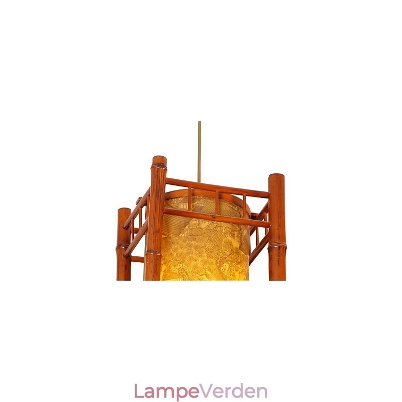 Retro Lantern Træ Bambus Lysekrone