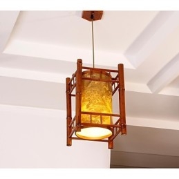 Retro Lantern Træ Bambus Lysekrone