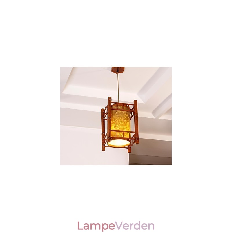 Retro Lantern Træ Bambus Lysekrone