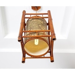 Retro Lantern Træ Bambus Lysekrone