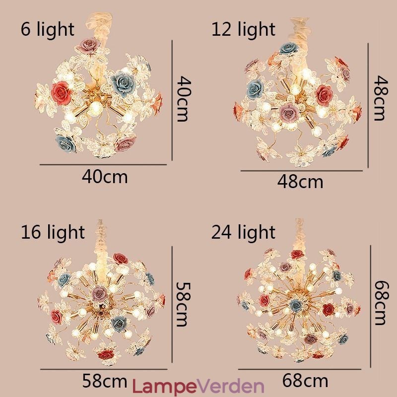 Dekorativ pendant belysning moderne krystal blomst lysekrone