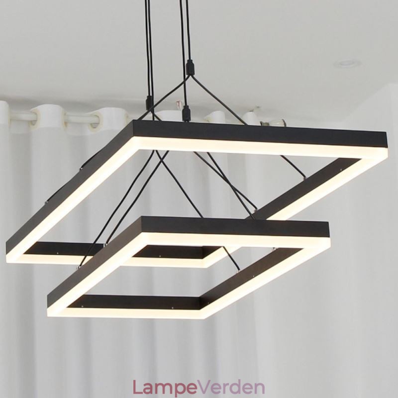 Moderne ramme pendel lys akryl sort lysekrone