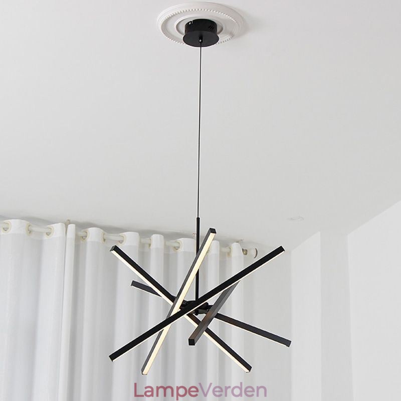 Moderne Pendel Dæmpbar Sort Strip Loftslampe