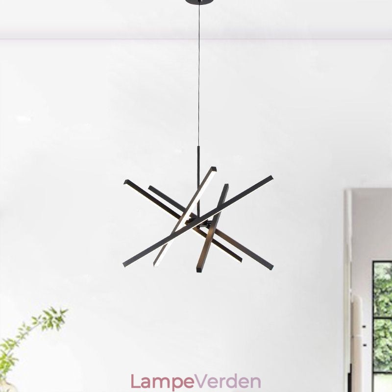 Moderne Pendel Dæmpbar Sort Strip Loftslampe