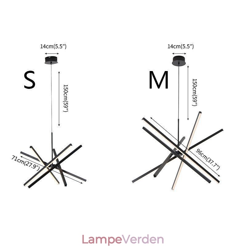 Moderne Pendel Dæmpbar Sort Strip Loftslampe