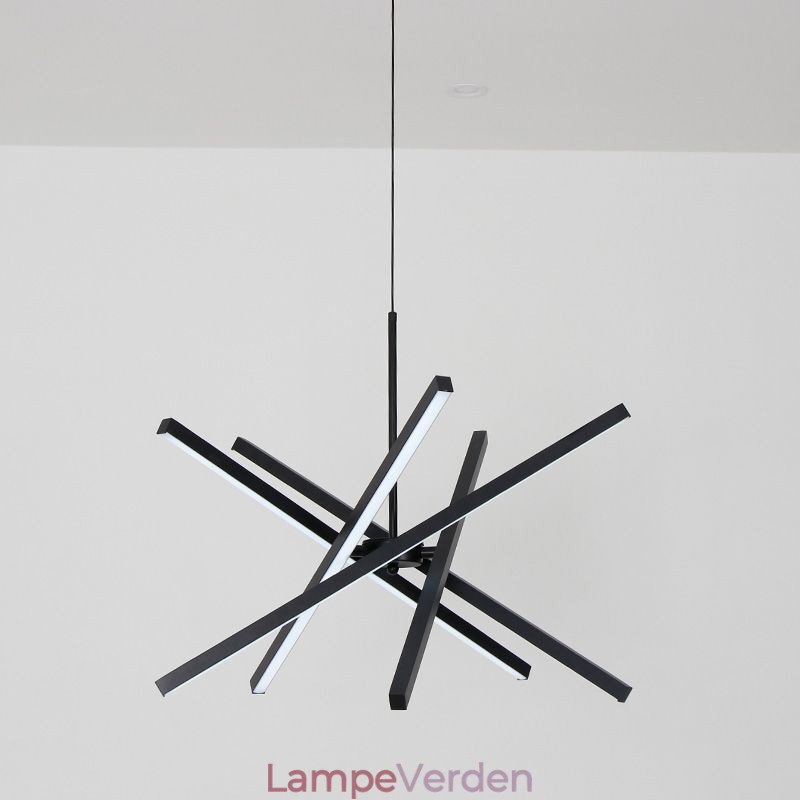 Moderne Pendel Dæmpbar Sort Strip Loftslampe
