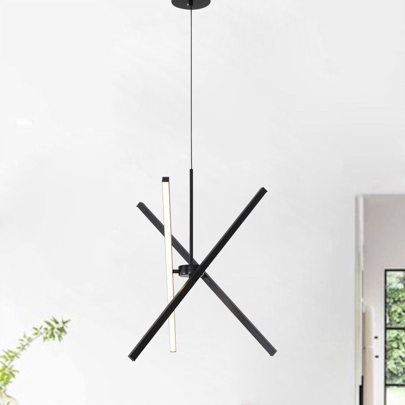 Moderne Pendel Lysdæmpbar Sort Strip Lampe