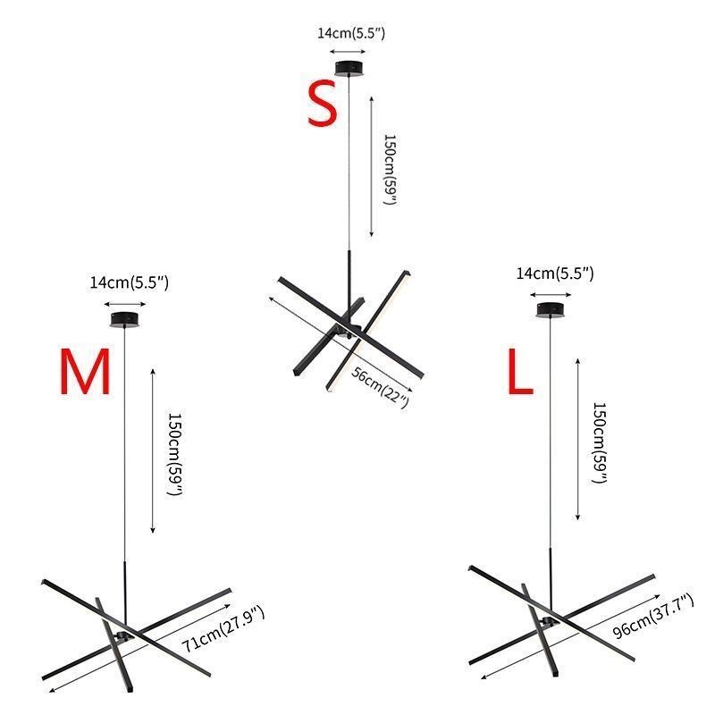 Moderne Pendel Lysdæmpbar Sort Strip Lampe