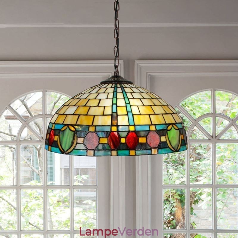 Pendel i farvet glas Vintage hængende lampe