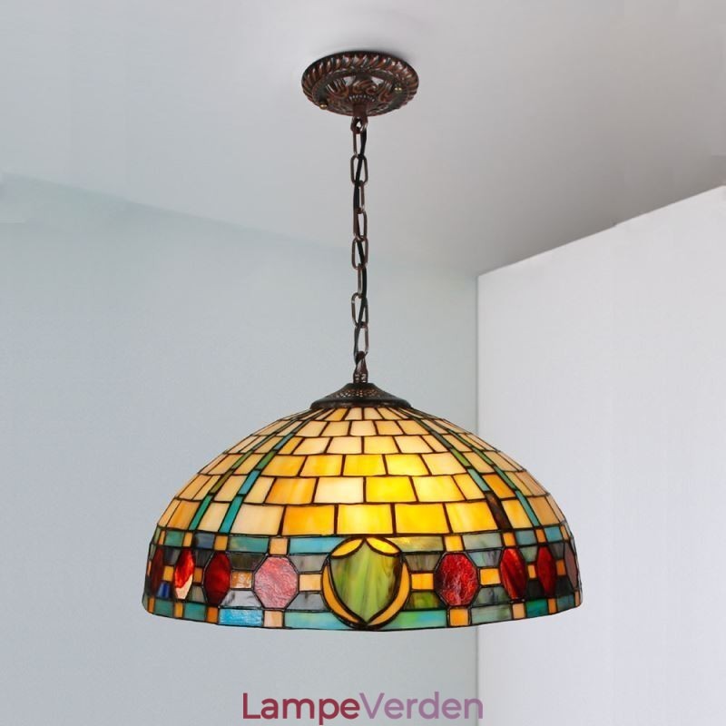 Pendel i farvet glas Vintage hængende lampe
