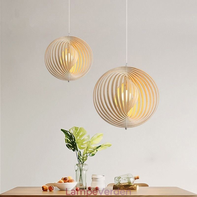 Moderne rund kugle lysekrone Basswood pendel
