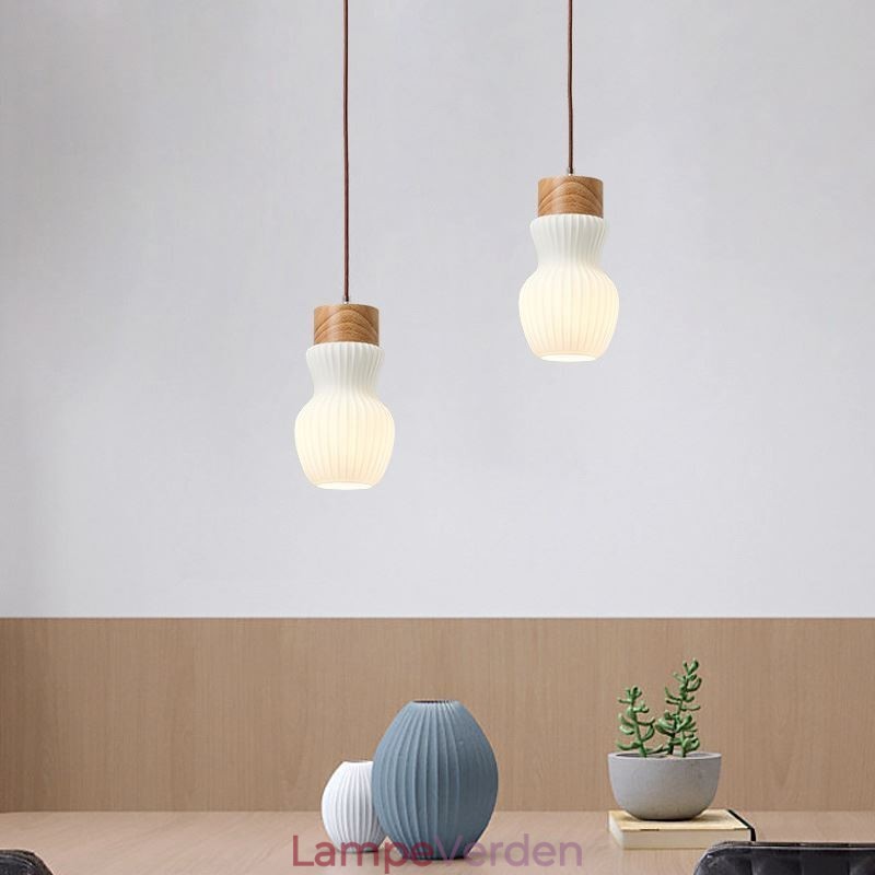 Japansk træ hængelys glaskedel hængelys