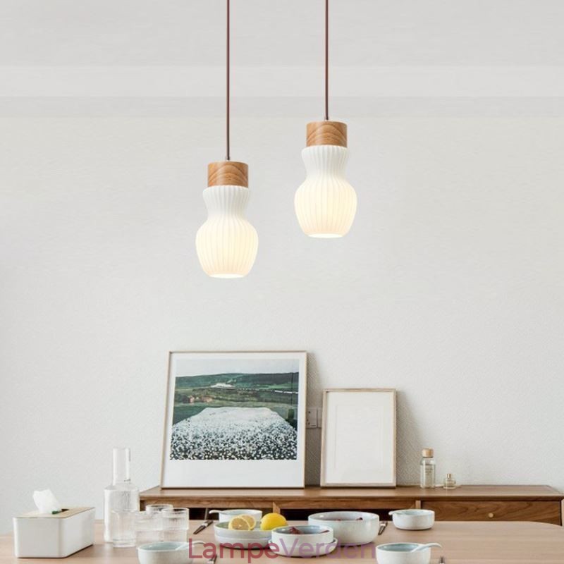 Japansk træ hængelys glaskedel hængelys