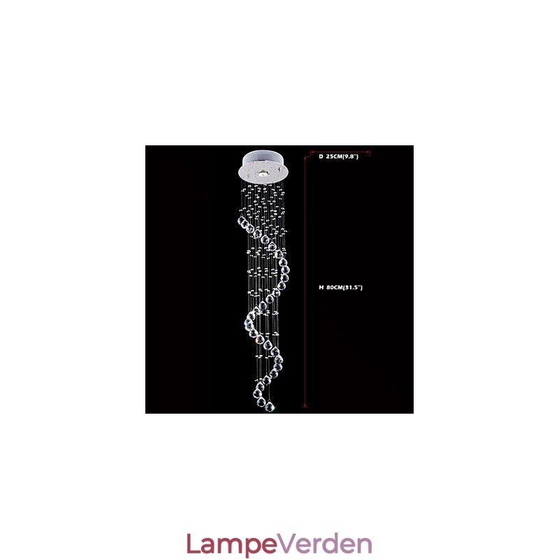 Krystal Pendel Lysekrone Belysning 1 Lys Sølv Canpoy Klar K9 Krystal Helix Loftslamper H80CM