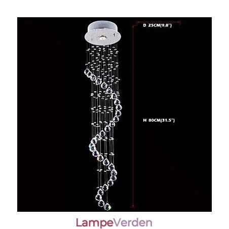 Krystal Pendel Lysekrone Belysning 1 Lys Sølv Canpoy Klar K9 Krystal Helix Loftslamper H80CM