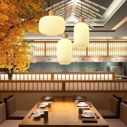 Japansk træ pendel lys glas lanterne hængende lys