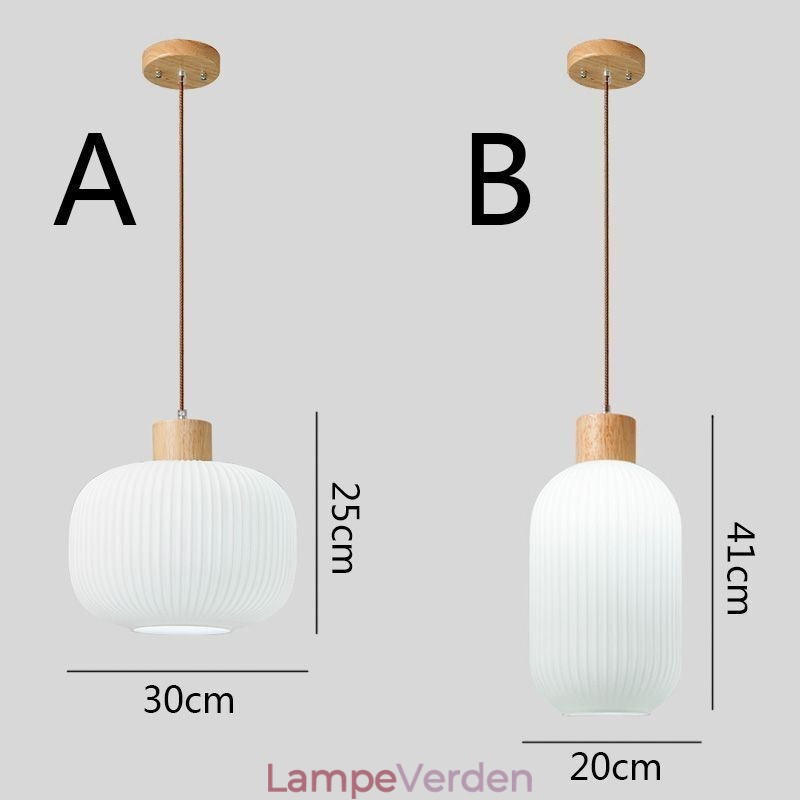 Japansk træ pendel lys glas lanterne hængende lys