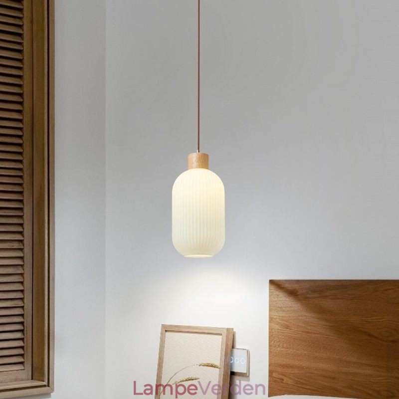 Japansk træ pendel lys glas lanterne hængende lys