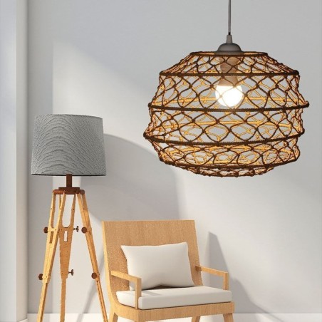 Moderne pastoral pendel Creative Rattan hængende lys med foldbar lampeskærm Moderne pastoral pendel Creative Rattan hængende lys med foldbar lampeskærm