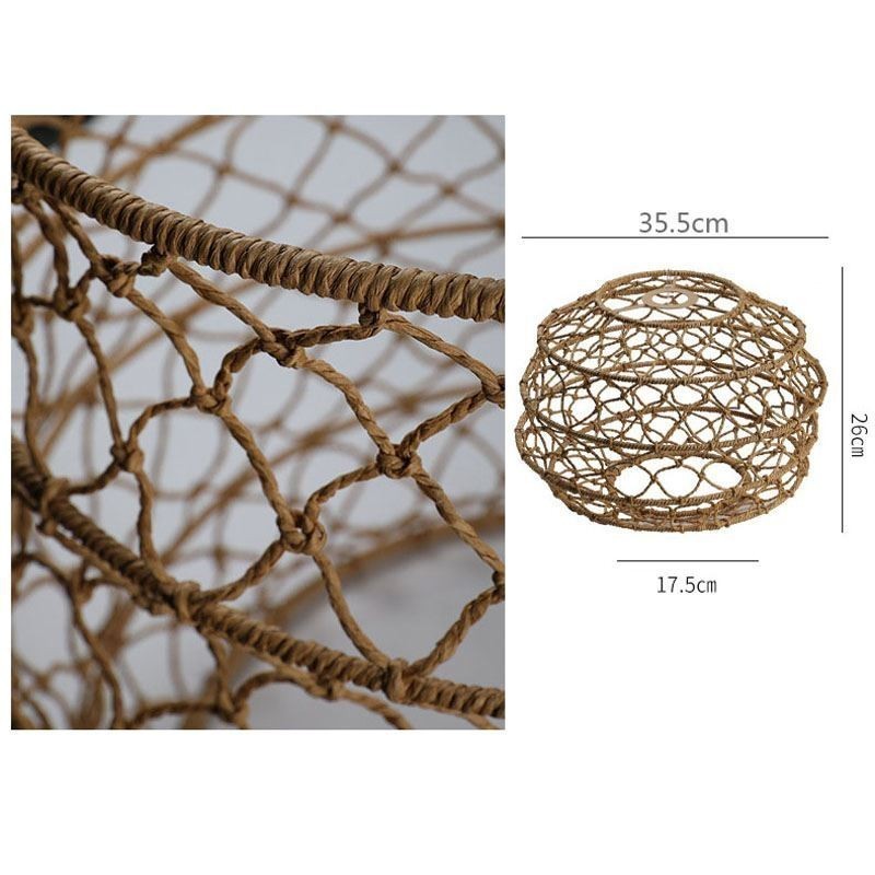 Moderne pastoral pendel Creative Rattan hængende lys med foldbar lampeskærm