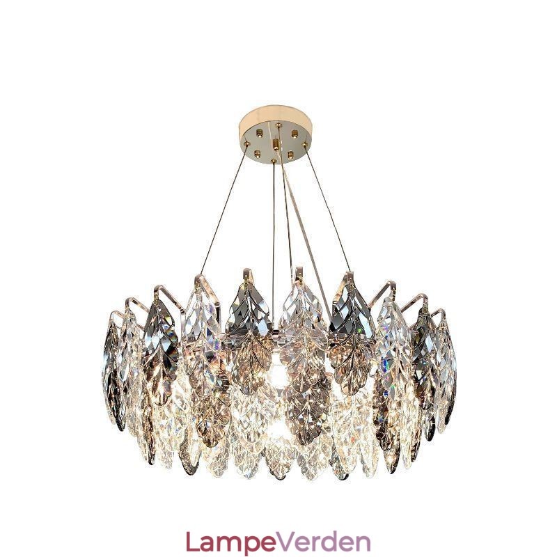 European Iron Pendel Light Creative Glass Leaf Lysekrone