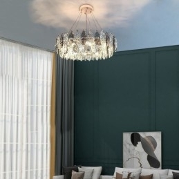 European Iron Pendel Light Creative Glass Leaf Lysekrone