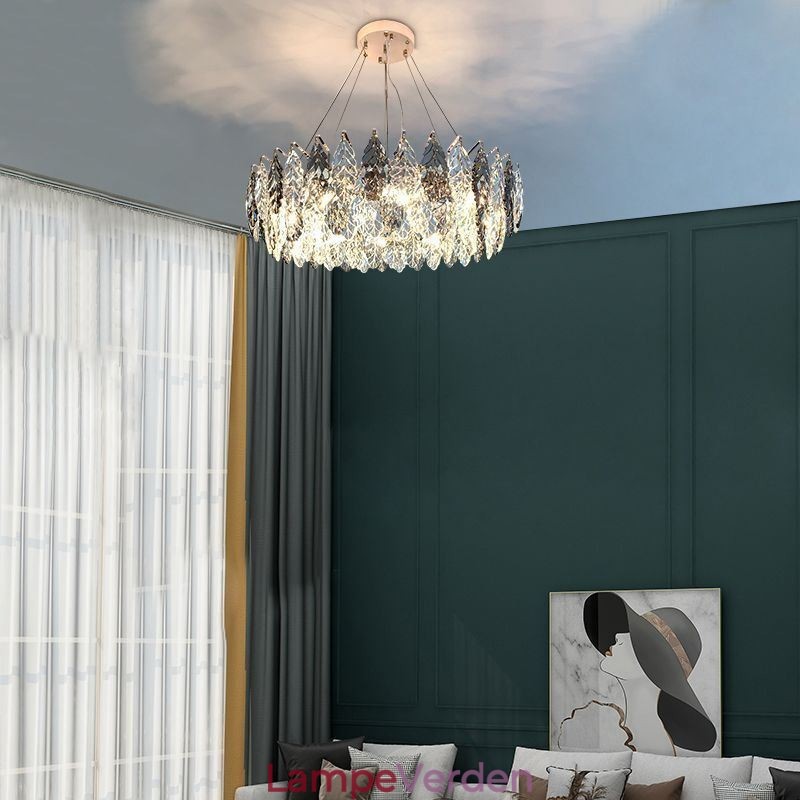 European Iron Pendel Light Creative Glass Leaf Lysekrone