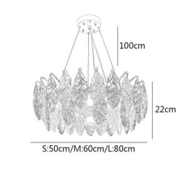 European Iron Pendel Light Creative Glass Leaf Lysekrone