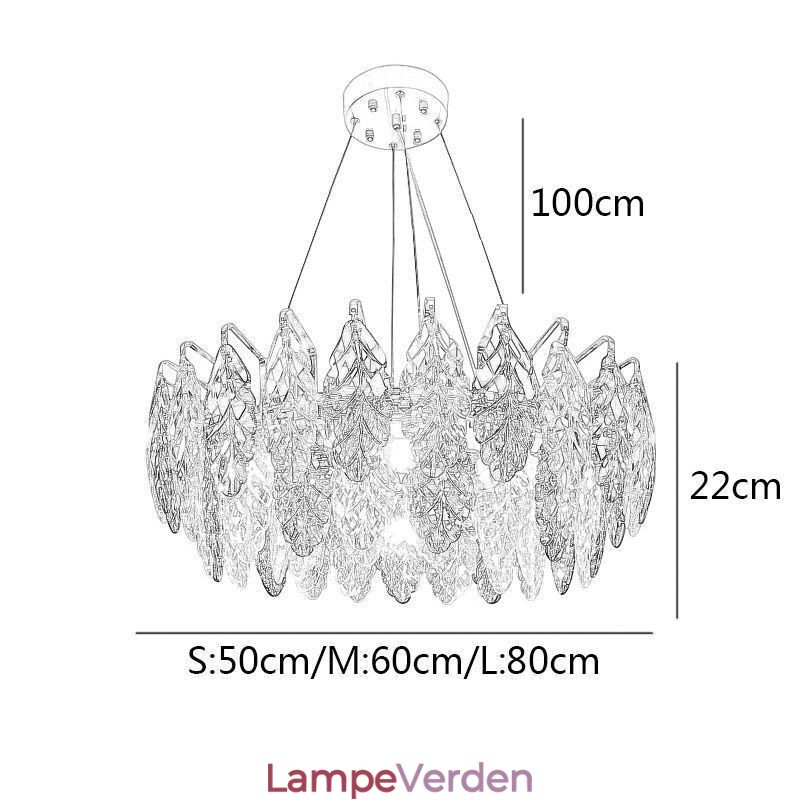 European Iron Pendel Light Creative Glass Leaf Lysekrone